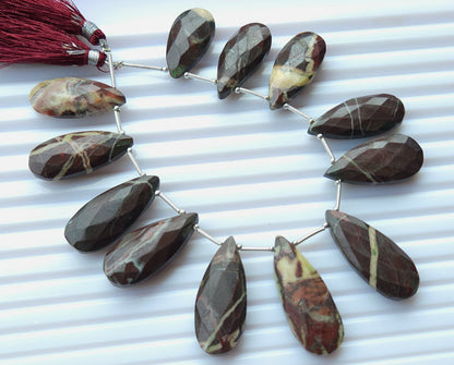 Chocolate Jasper Faceted Briolette Pear Shape Beads