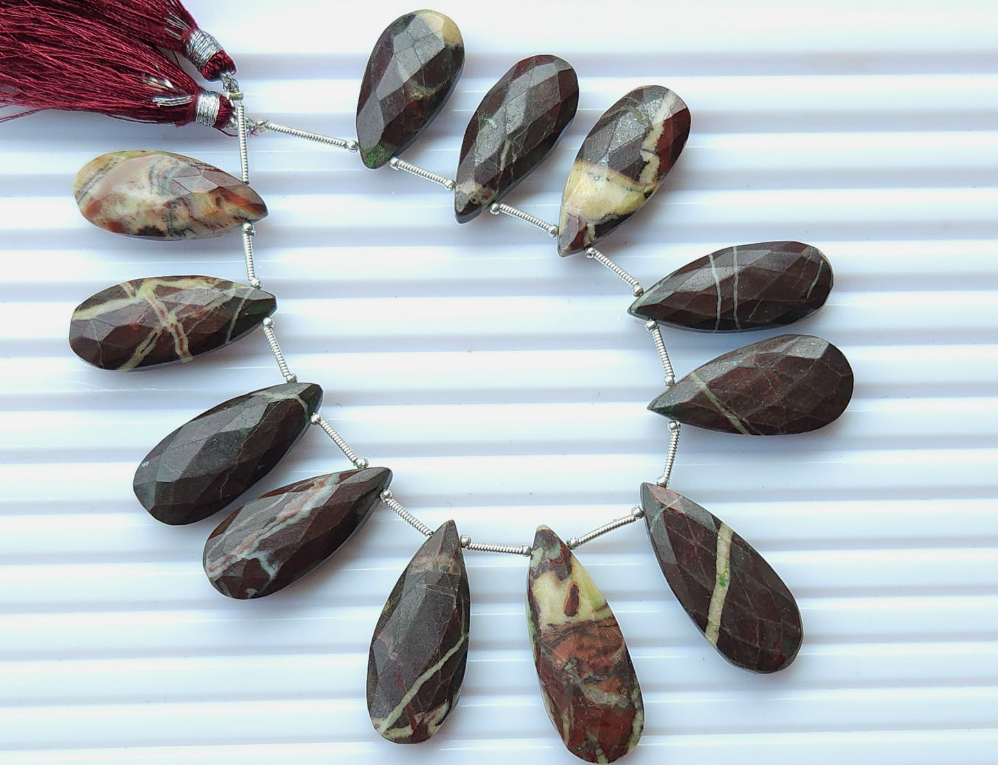 Chocolate Jasper Faceted Briolette Pear Shape Beads