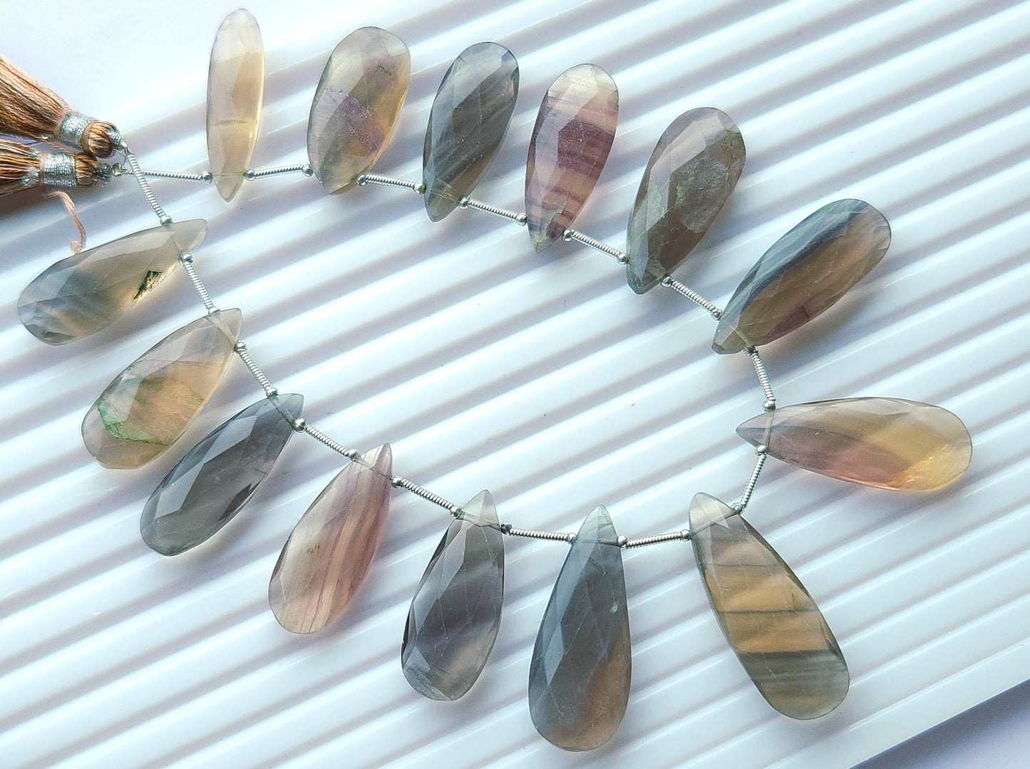 Fluorite Faceted Briolette Pear Shape Beads