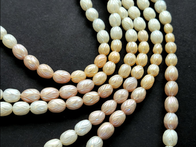 Hand-Carved Mix Color Natural Freshwater Pearl Strands