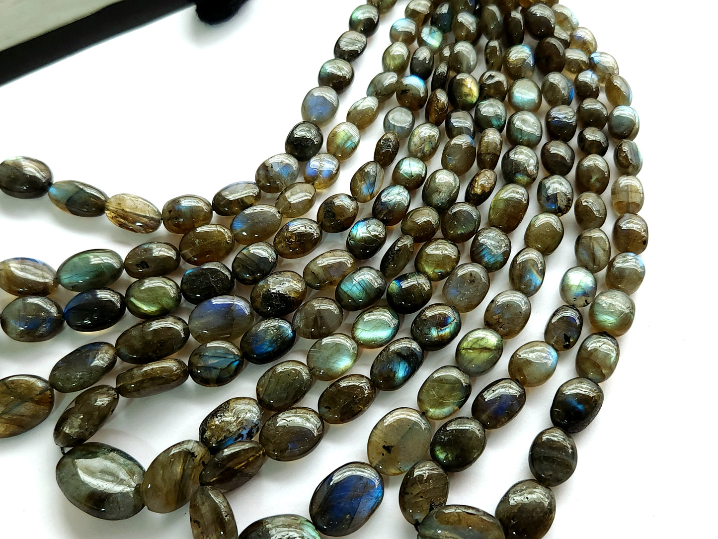Natural Labradorite Smooth Oval Shape Beads