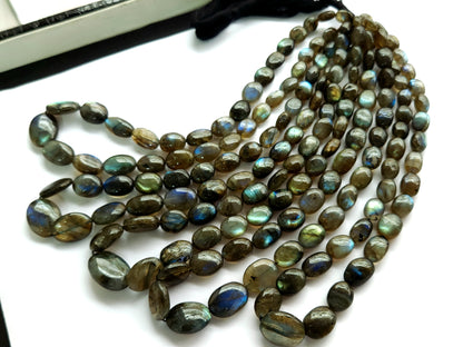 Natural Labradorite Smooth Oval Shape Beads