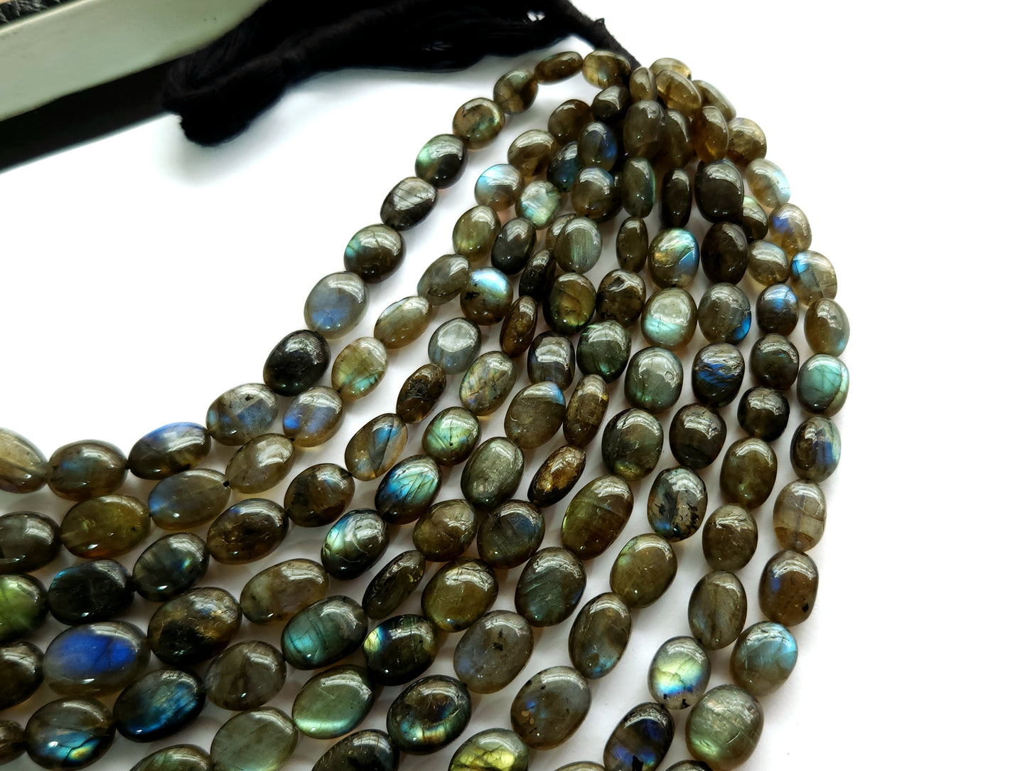 Natural Labradorite Smooth Oval Shape Beads