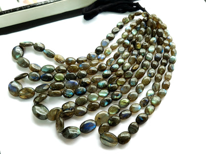 Natural Labradorite Smooth Oval Shape Beads