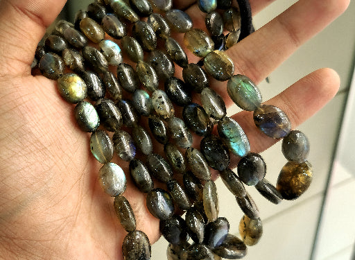 Natural Labradorite Smooth Oval Shape Beads