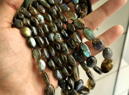 Natural Labradorite Smooth Oval Shape Beads