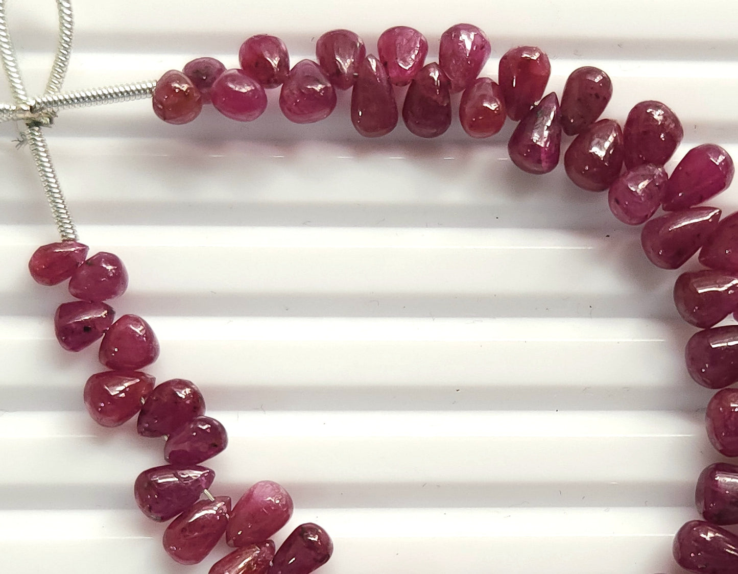 Natural Longido Ruby Smooth Drops , 55 Pieces