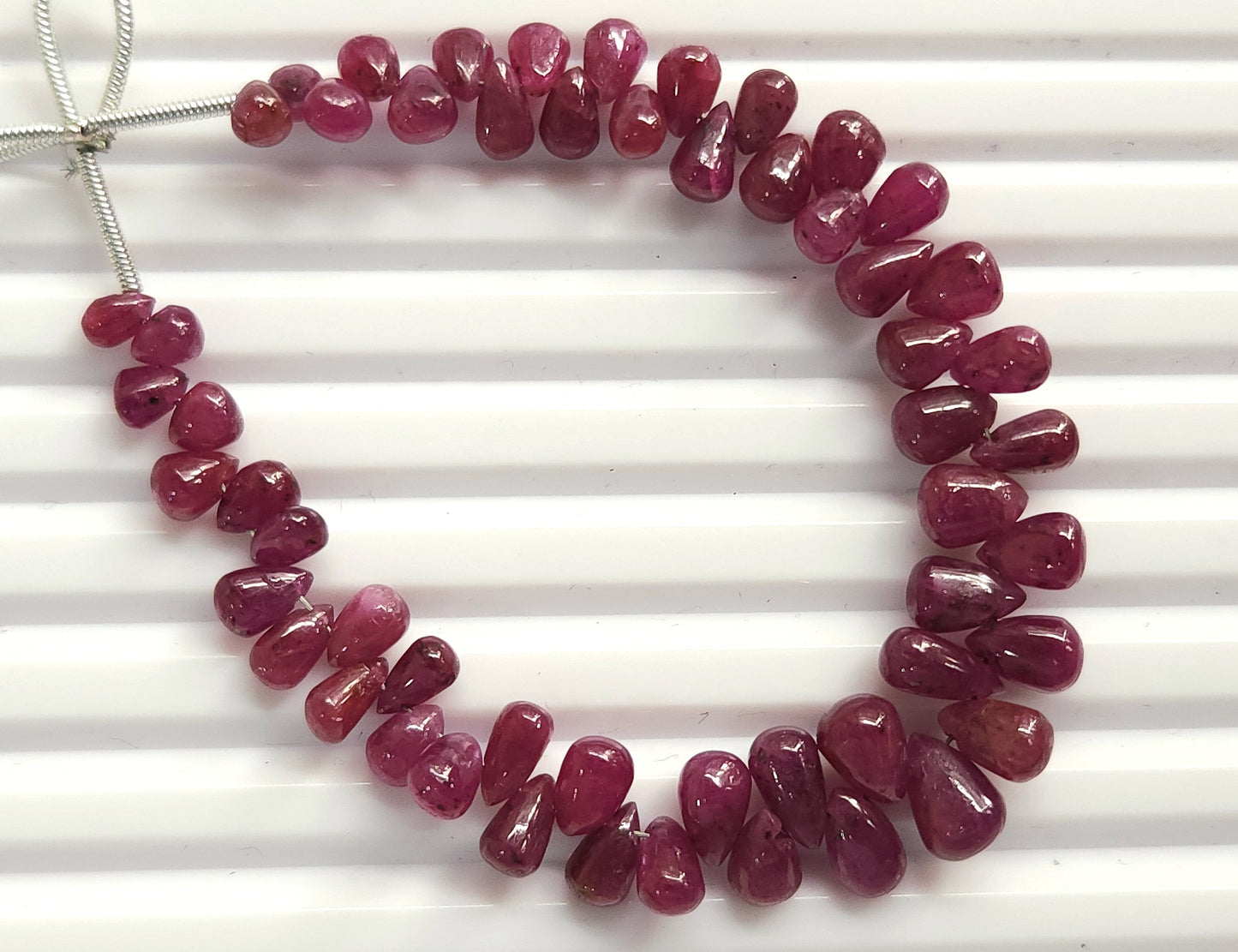 Natural Longido Ruby Smooth Drops , 55 Pieces