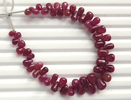 Natural Longido Ruby Smooth Drops , 55 Pieces