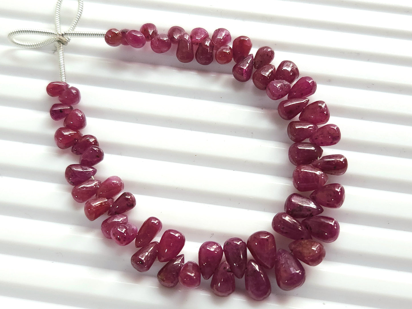 Natural Longido Ruby Smooth Drops , 55 Pieces