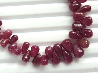 Natural Longido Ruby Smooth Drops , 55 Pieces