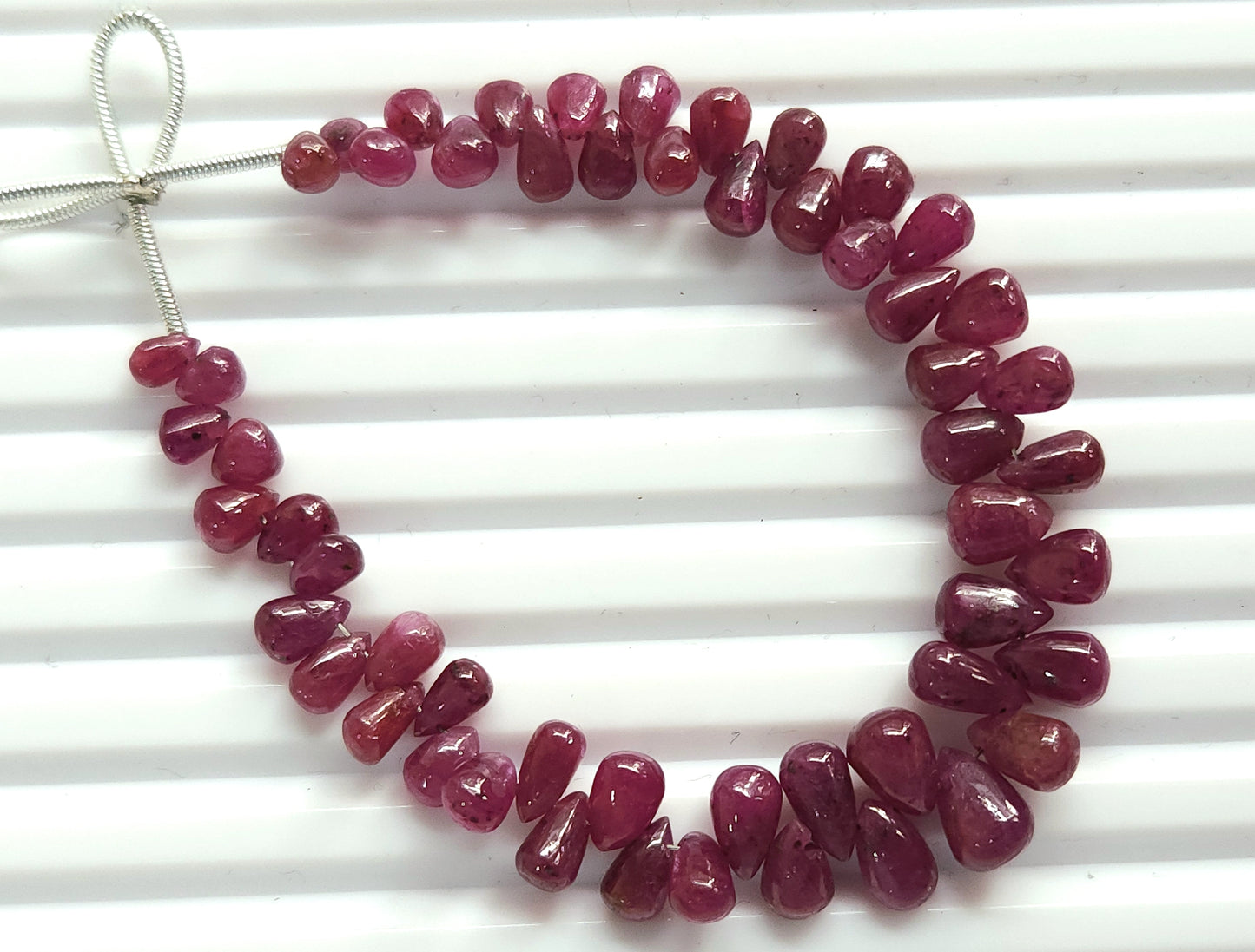Natural Longido Ruby Smooth Drops , 55 Pieces