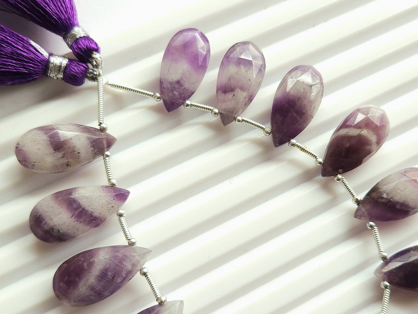 Natural Amethyst Boulder faceted pear shape briolette beads