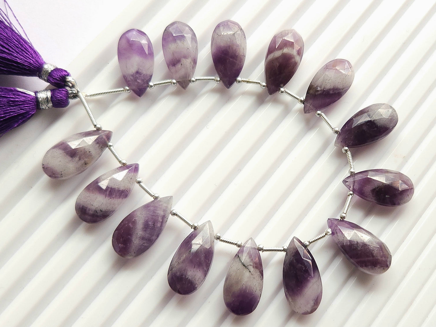Natural Amethyst Boulder faceted pear shape briolette beads