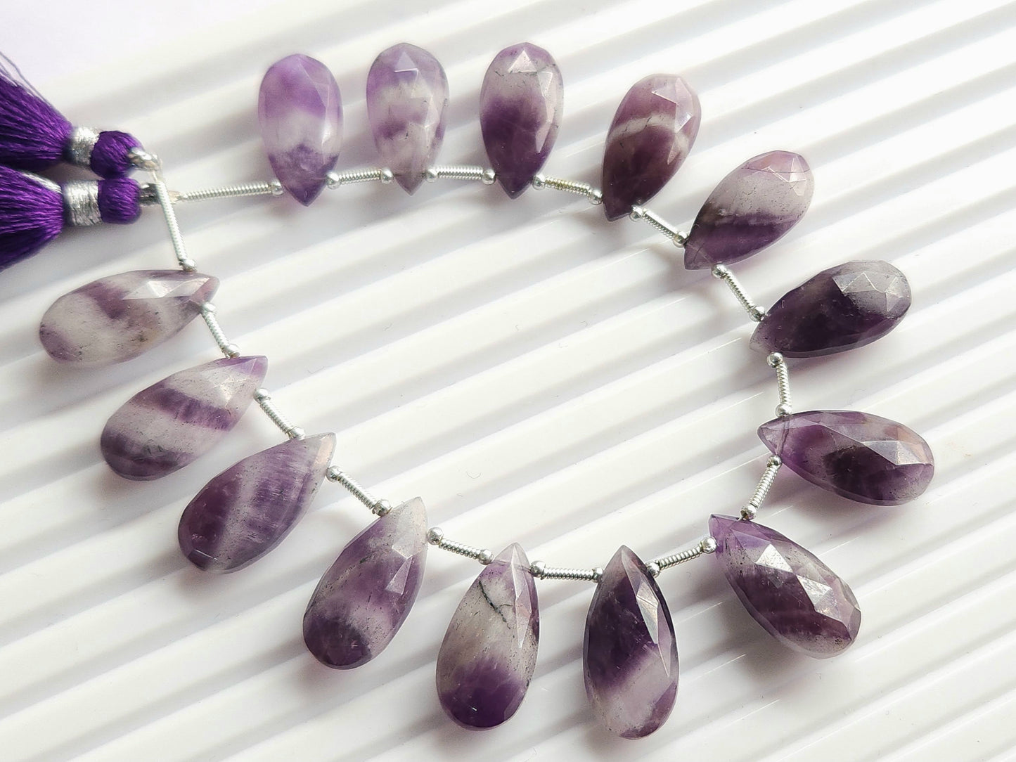 Natural Amethyst Boulder faceted pear shape briolette beads
