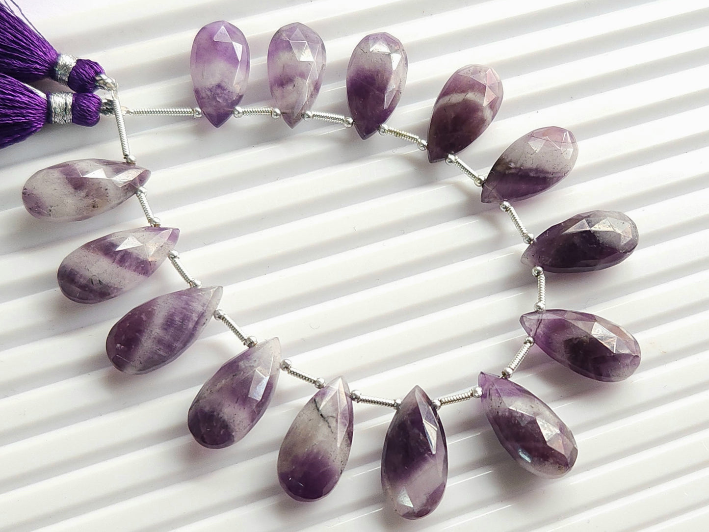Natural Amethyst Boulder faceted pear shape briolette beads