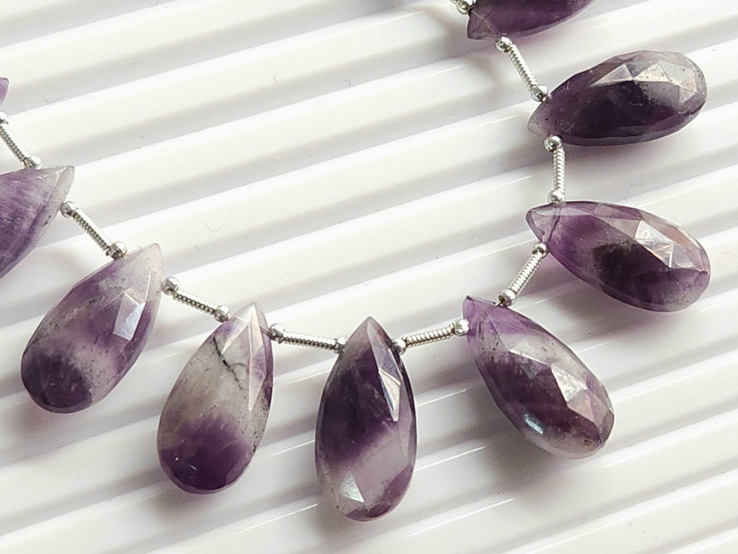 Natural Amethyst Boulder faceted pear shape briolette beads