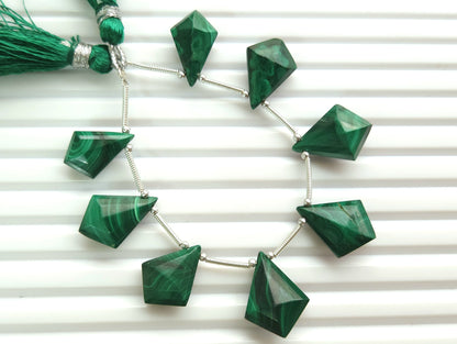 Natural Malachite Fancy Kite shape Faceted beads