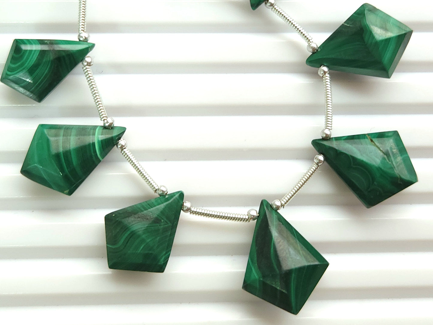 Natural Malachite Fancy Kite shape Faceted beads