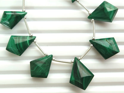 Natural Malachite Fancy Kite shape Faceted beads