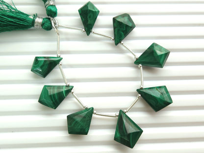 Natural Malachite Fancy Kite shape Faceted beads