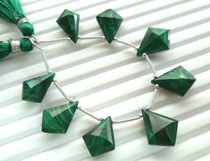 Natural Malachite Fancy Kite shape Faceted beads