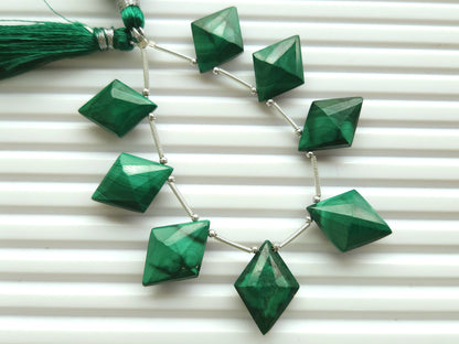 Natural Malachite Fancy Diamond shape Faceted beads