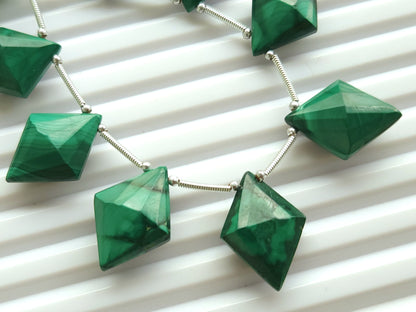 Natural Malachite Fancy Diamond shape Faceted beads
