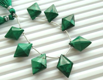 Natural Malachite Fancy Diamond shape Faceted beads
