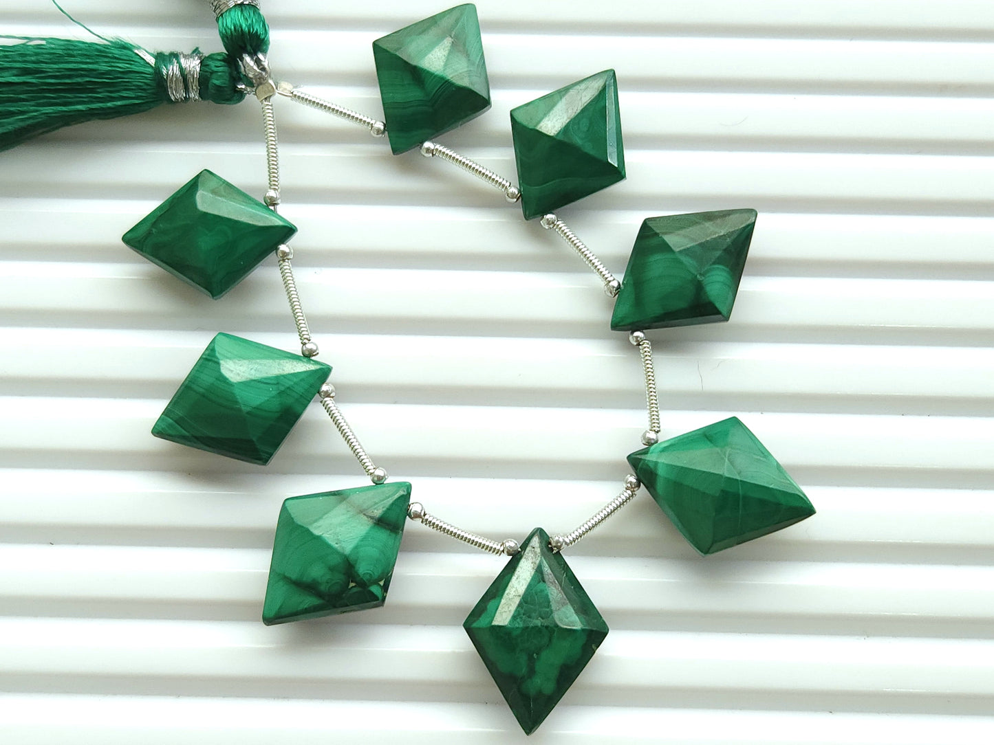 Natural Malachite Fancy Diamond shape Faceted beads