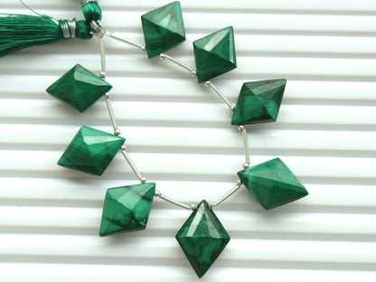 Natural Malachite Fancy Diamond shape Faceted beads