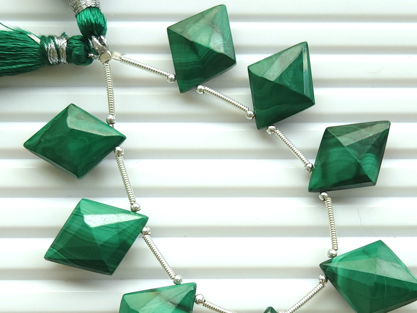 Natural Malachite Fancy Diamond shape Faceted beads