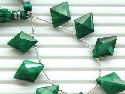 Natural Malachite Fancy Diamond shape Faceted beads