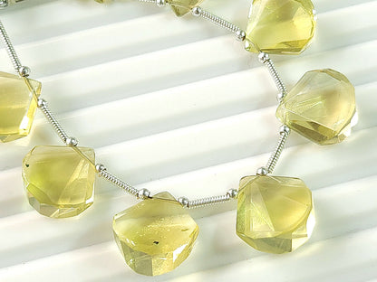 Natural Lemon Quartz faceted Fancy Fan shape briolette beads
