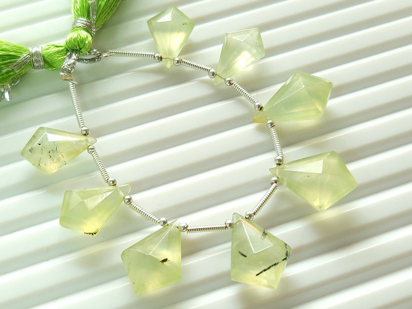 Natural Prehnite Fancy Kite shape Faceted beads