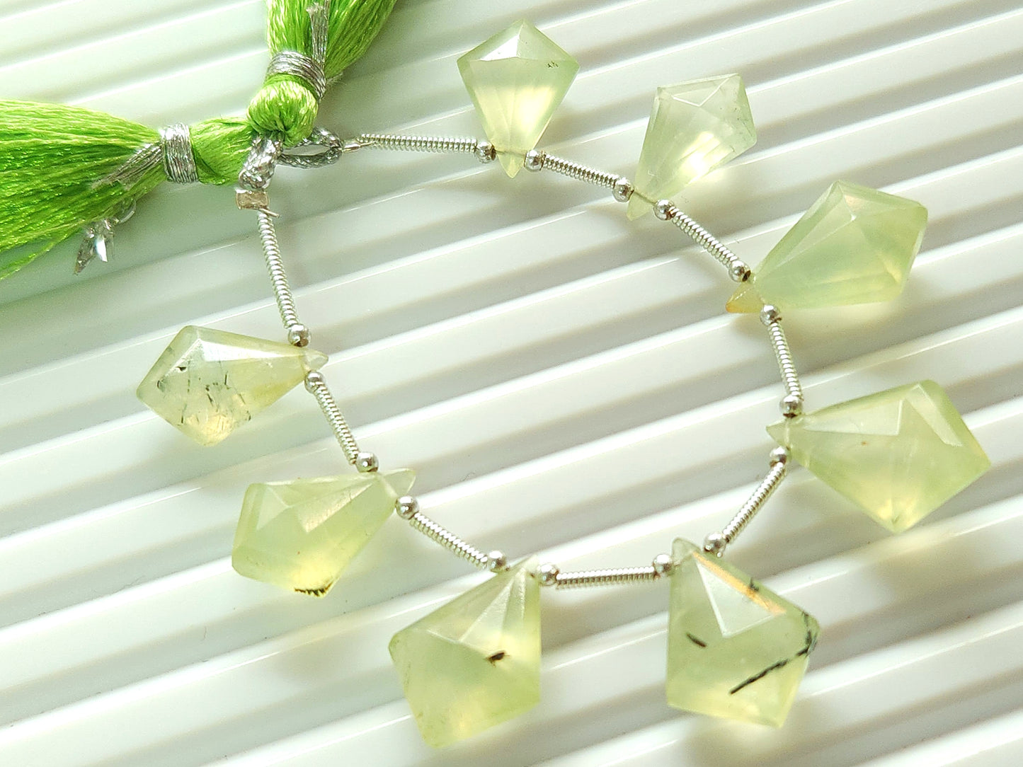 Natural Prehnite Fancy Kite shape Faceted beads