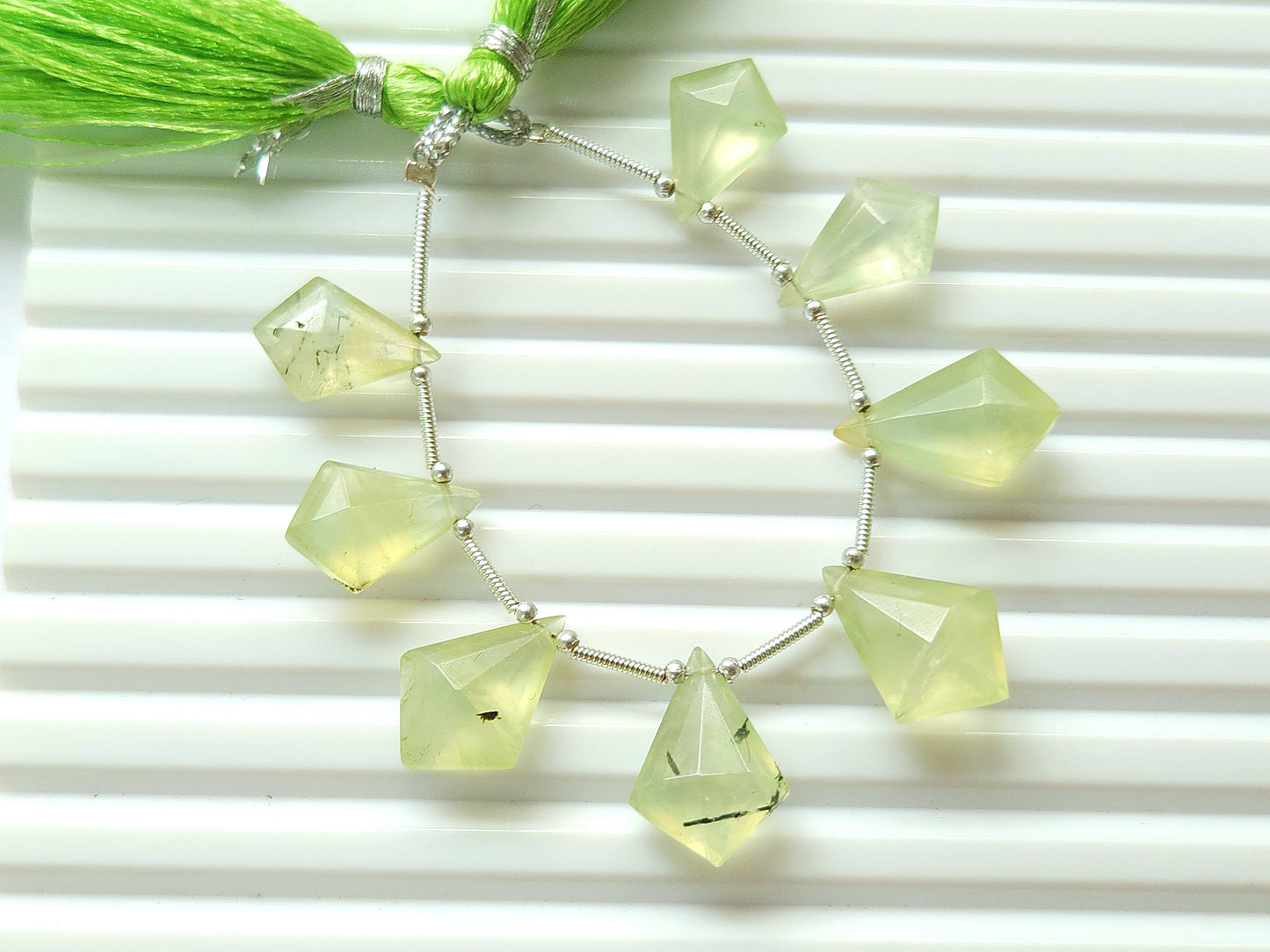 Natural Prehnite Fancy Kite shape Faceted beads