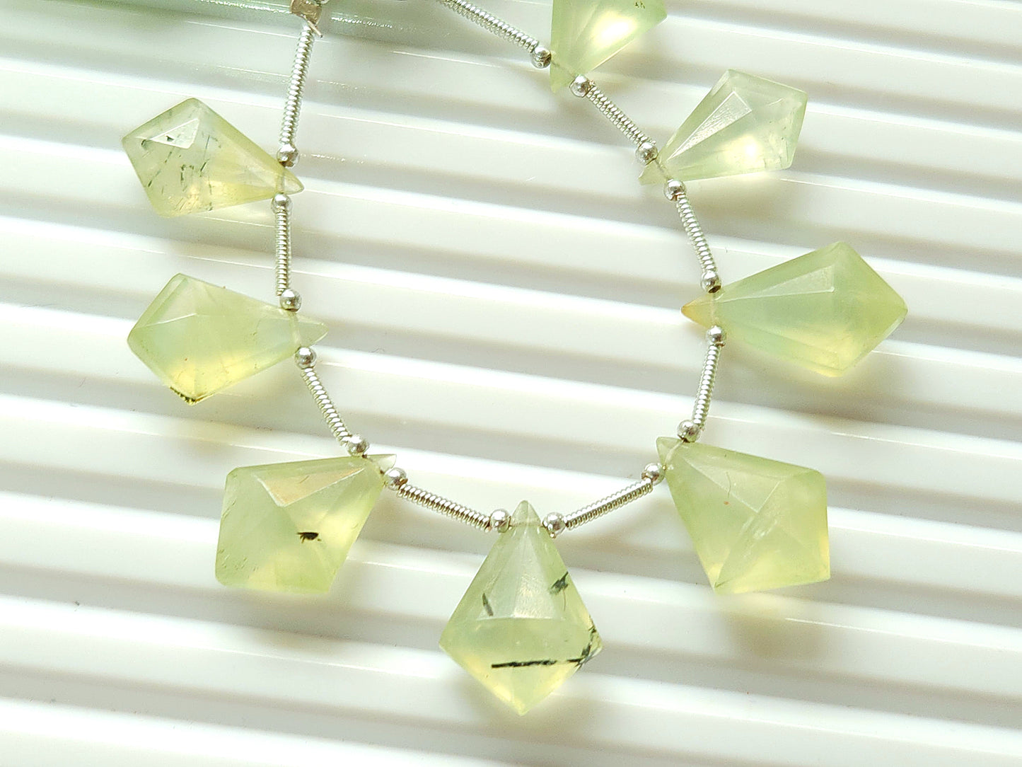 Natural Prehnite Fancy Kite shape Faceted beads