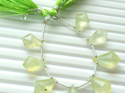 Natural Prehnite Fancy Kite shape Faceted beads