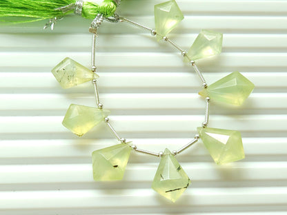 Natural Prehnite Fancy Kite shape Faceted beads