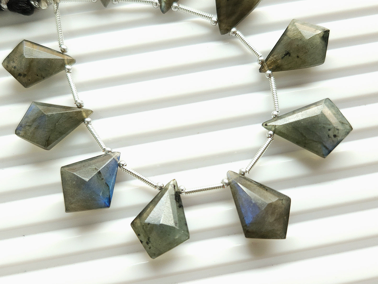 Natural Labradorite Fancy Kite shape Faceted beads