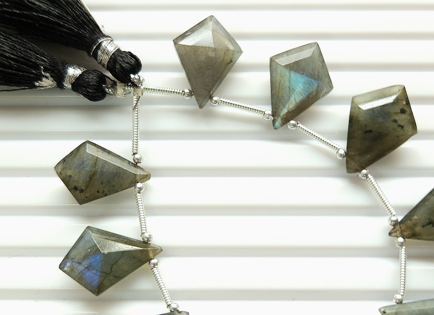 Natural Labradorite Fancy Kite shape Faceted beads