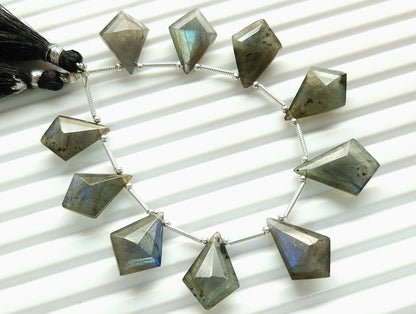 Natural Labradorite Fancy Kite shape Faceted beads