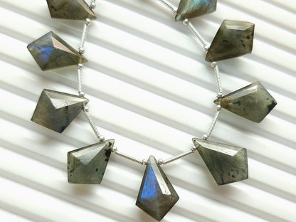 Natural Labradorite Fancy Kite shape Faceted beads