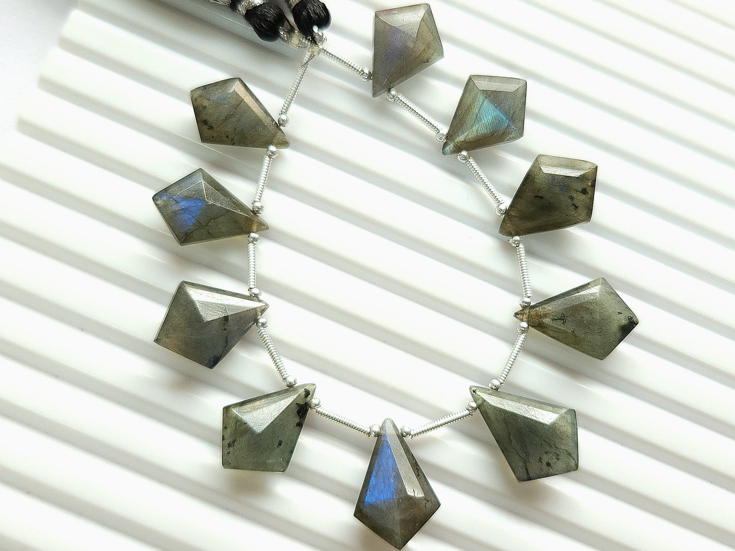 Natural Labradorite Fancy Kite shape Faceted beads
