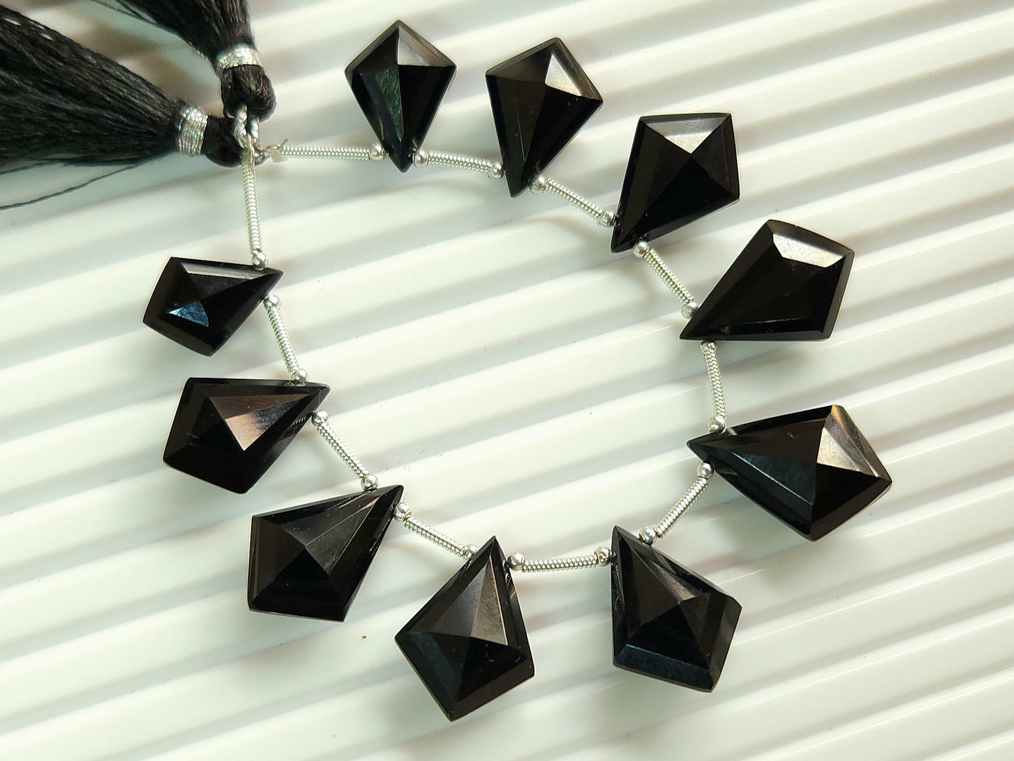 Natural Black Spinel Fancy Kite shape Faceted beads