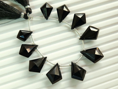 Natural Black Spinel Fancy Kite shape Faceted beads
