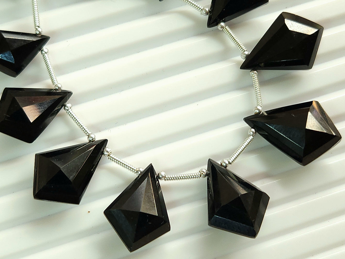 Natural Black Spinel Fancy Kite shape Faceted beads