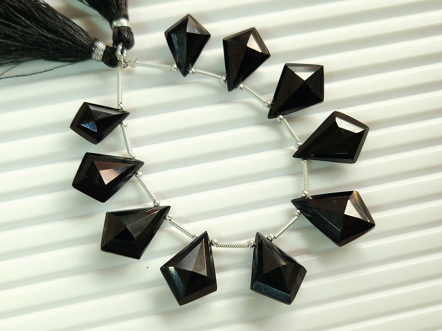 Natural Black Spinel Fancy Kite shape Faceted beads