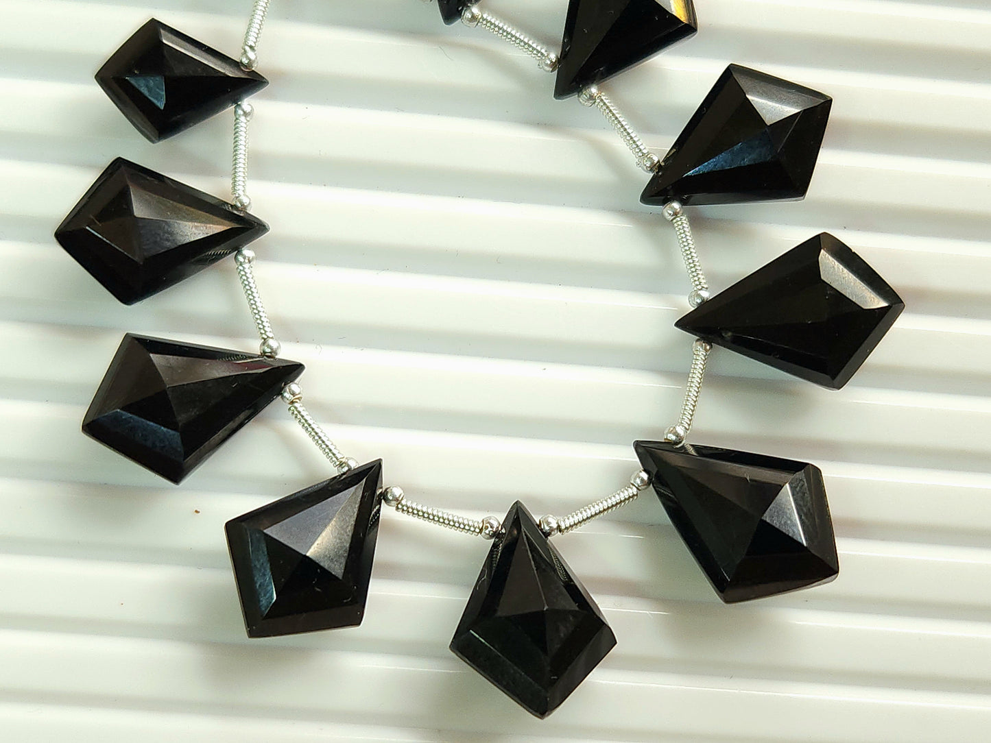 Natural Black Spinel Fancy Kite shape Faceted beads